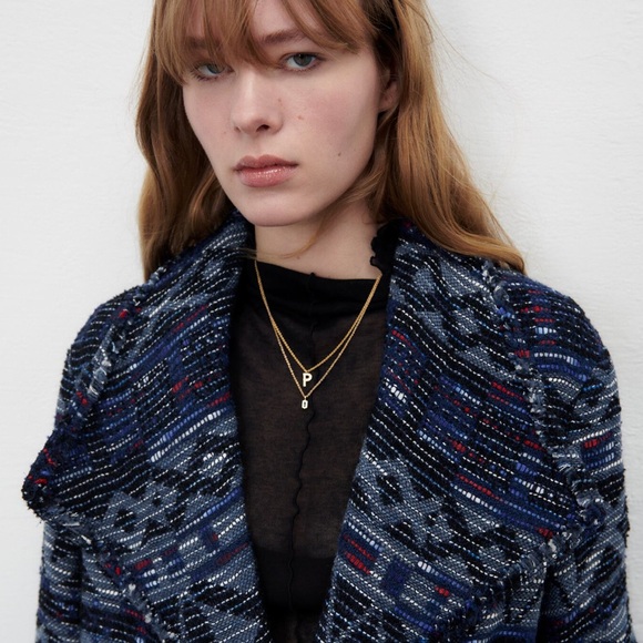 ZARA Fluid jacquard coat with lapel collar and long sleeves. LIMITED EDITION Med - Picture 9 of 10